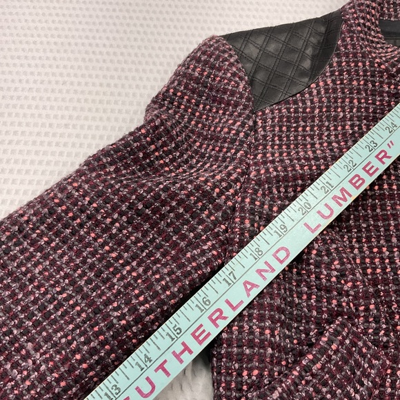 bebe Burgundy Tweed Cropped Jacket with Black Quilted Accents - Picture 6 of 9